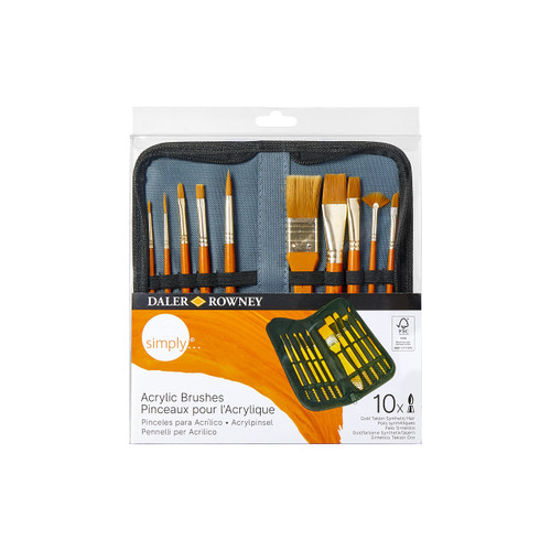DALER  SIMPLY ACRYLIC GOLD TAKLON - 10 BRUSH ZIP CASE