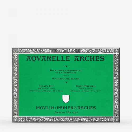 ARCHES  COLD PRESSED WATERCOLOUR BLOCK 12X16 300GSM FIN