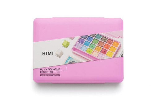 HIMI Jelly Cup Gouache Set - 24 Colours (Pink Case)