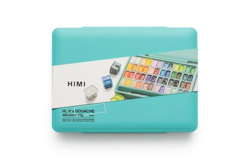 HIMI Twin Cup Gouache Set - 48 Colours + 3 Brushes (Green Case)