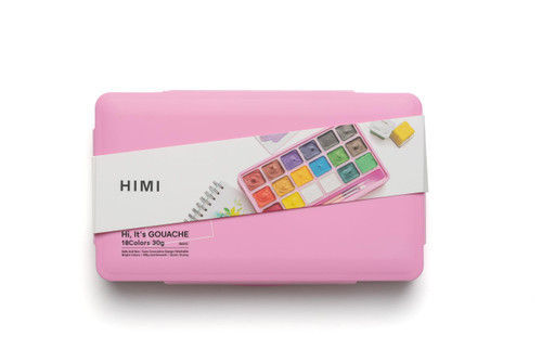 HIMI Jelly Cup Gouache Set - 18 Colours + 3 Brushes (Pink Case)