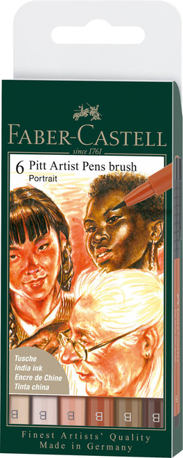 PITT Artist Pen Brush Wallet of 6 Portrait