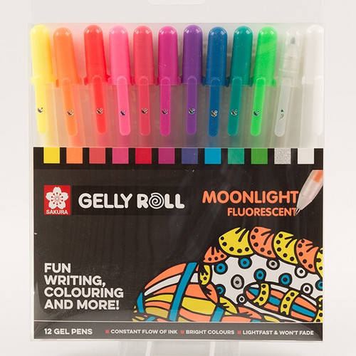 Set of 12 Gelly Roll Moonlight Fluorescent Gel Pens