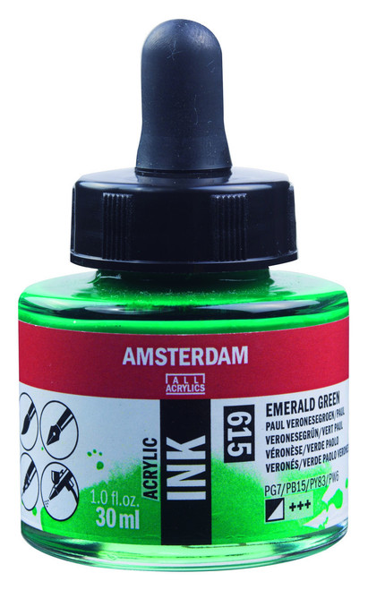 AMSTERDAM ACRYLIC INK - 30ML EMERALD GREEN