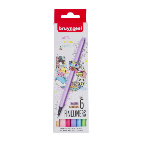 Bruynzeel fineliner set pastel6 colours