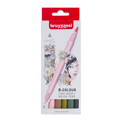 Bruynzeel Creatives 6 Fineliner Brush Pen Set Tokyo
