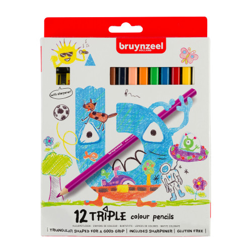 Bruynzeel Kids Triple Colour Pencils Set 12