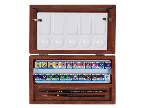 ARTISTS' WOODEN BOX Van Gogh WATERCOLOUR 1/2 PANS