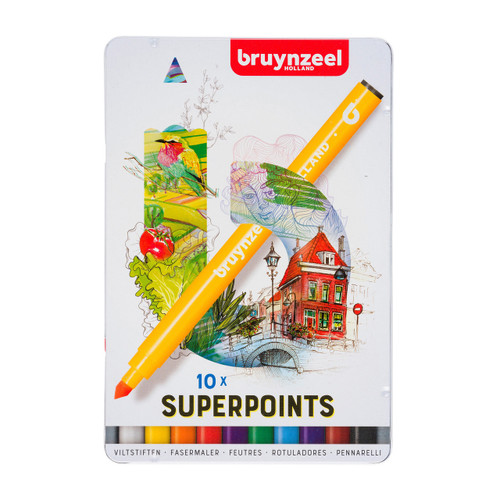 Bruynzeel Super Points Tin 10 Felt Tips