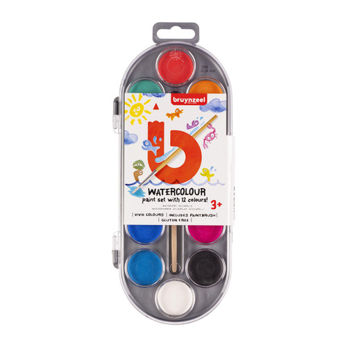 Bruynzeel Kids Watercolour Set12 Paint Dots with Brush