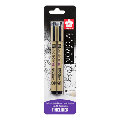 Pigma Micron blister card 2 05black