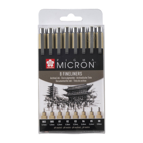 Sakura Pigma Micron Wallet 8 Fineliners Black