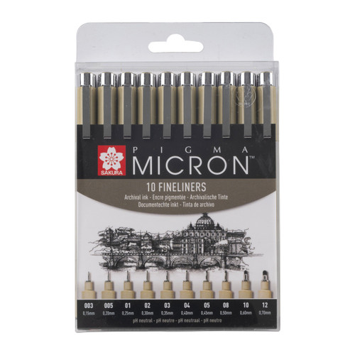 Sakura Pigma Micron Wallet 10 Fineliners Black