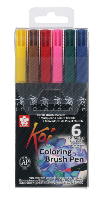 Sakura Koi Coloring Brush Pen Set 6 Bright