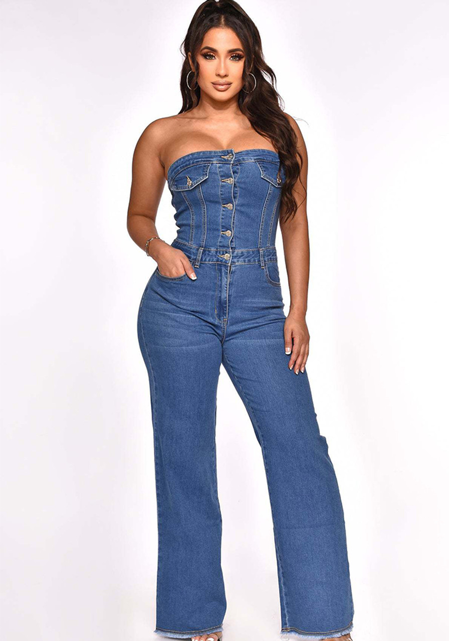 Buy Vintage Y2k Denim Jumpsuit Bell Bottom Leg Coveralls Women Size M  Online in India - Etsy