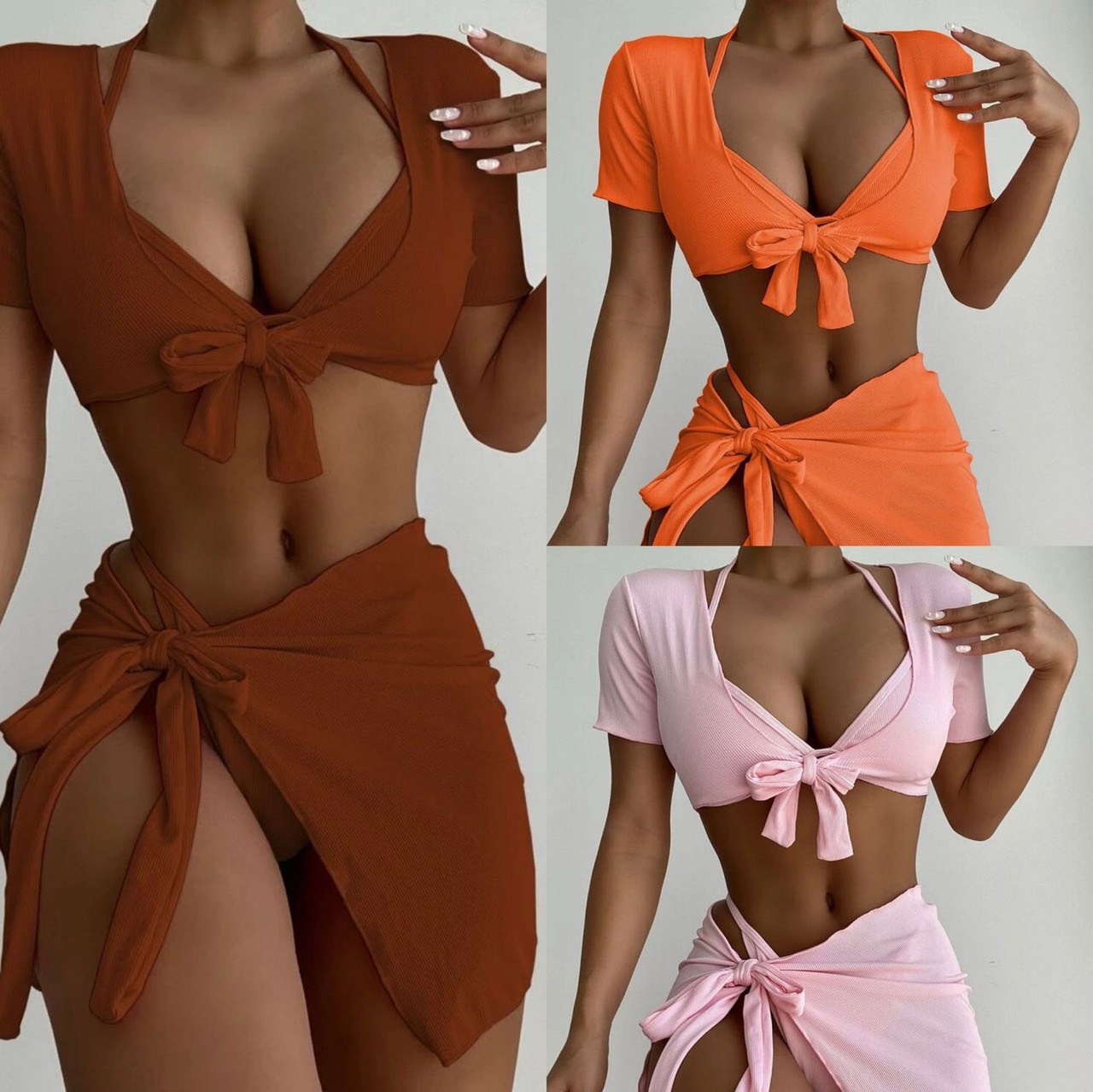 Solid Color Bikini Swimsuit