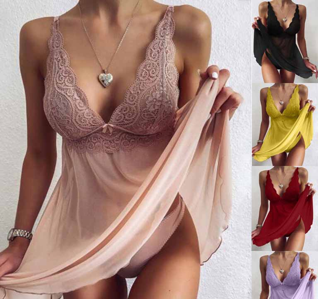 Sexy Pajamas Ladies Pajamas Dress Sheer Lace Sexy Lingerie Nightdress Ladies  Lingerie Party Pajamas - The Little Connection