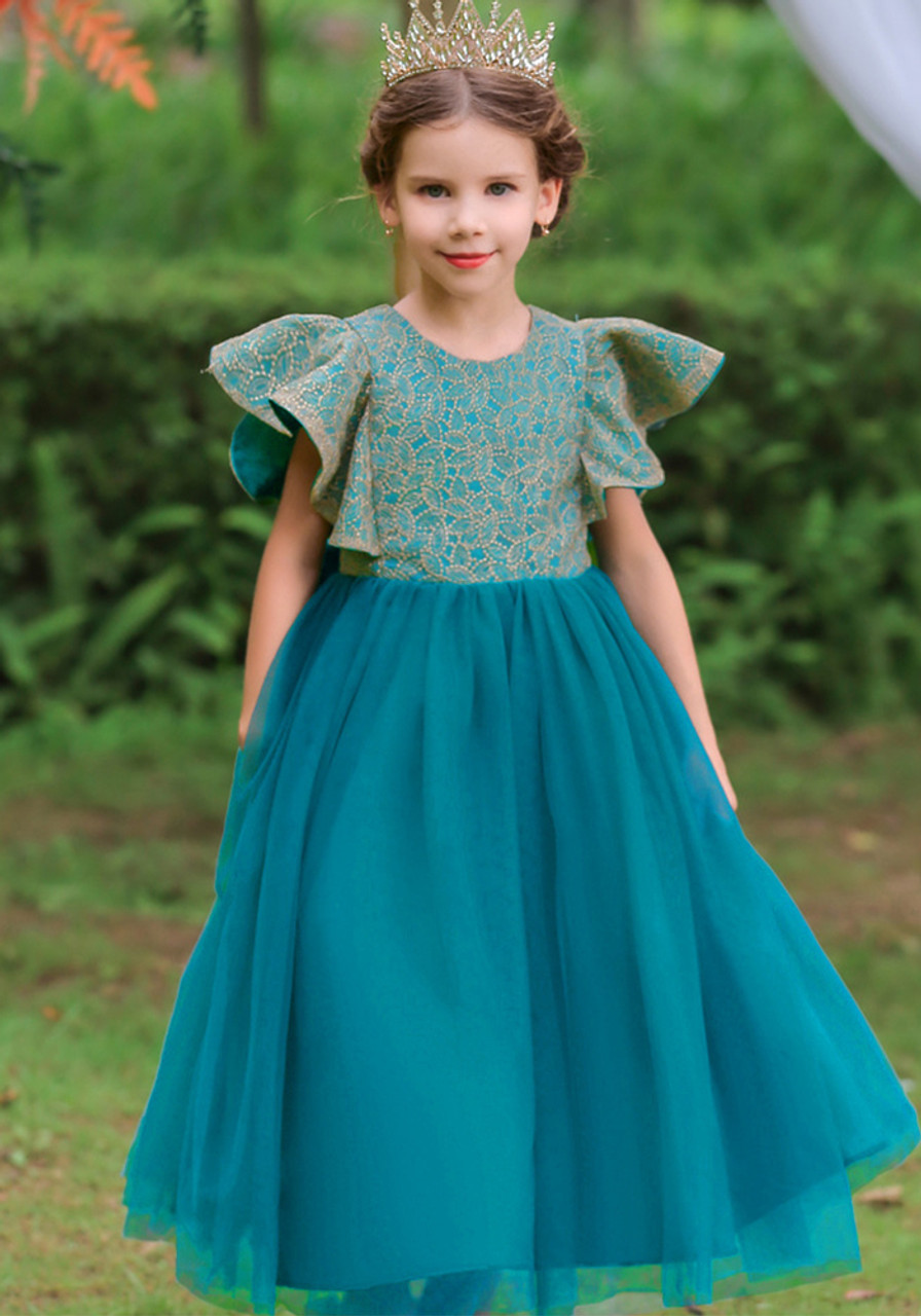 Dropship Children Beaded Princess Dress Tulle Chiffon Girls Catwalk Trumpet  Sleeve Leaf Embroidered Puff Skirt Birthday Party Wedding New to Sell  Online at a Lower Price | Doba