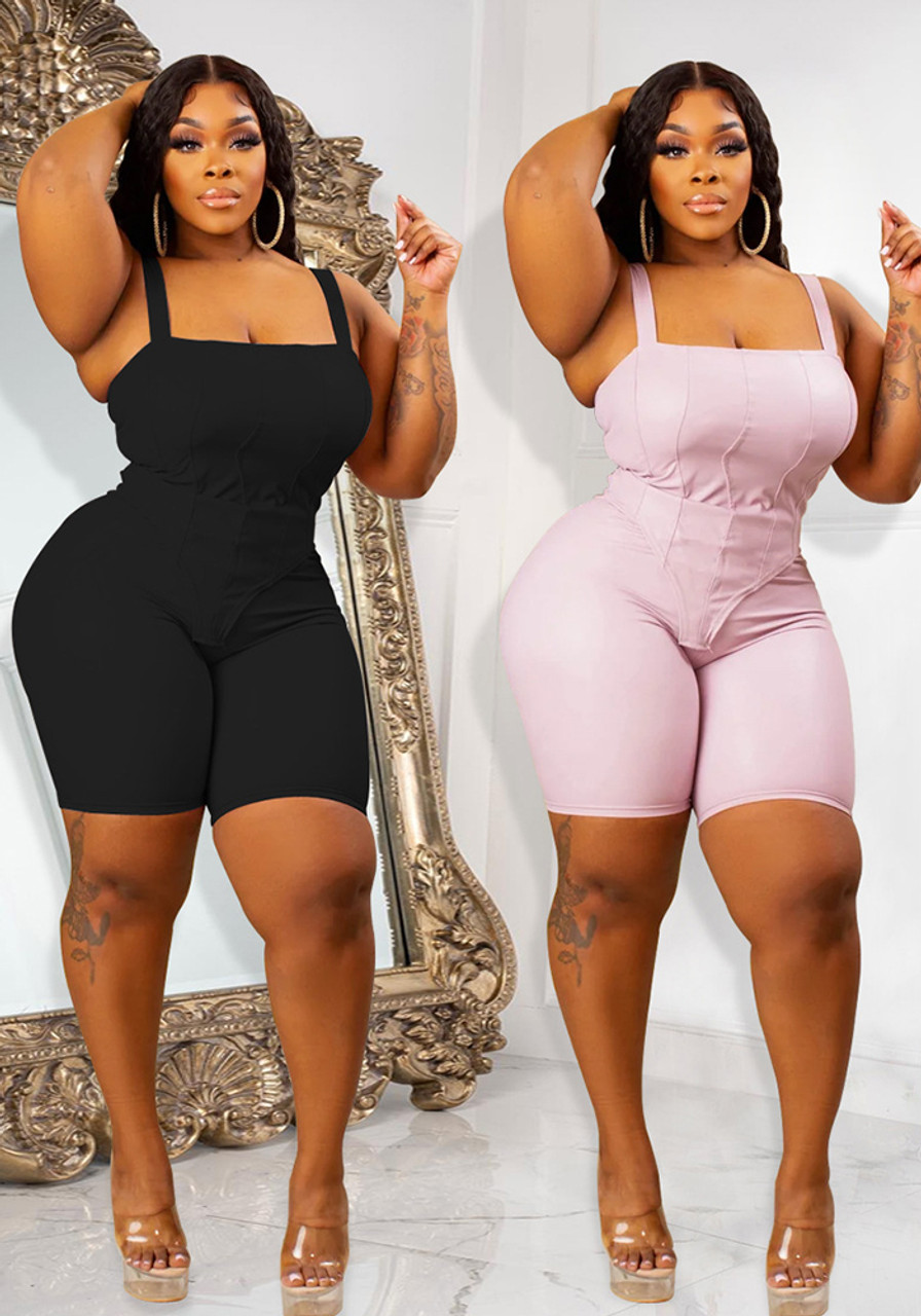 Women Sexy Strapless Bodysuit and Shorts Two-Piece Set