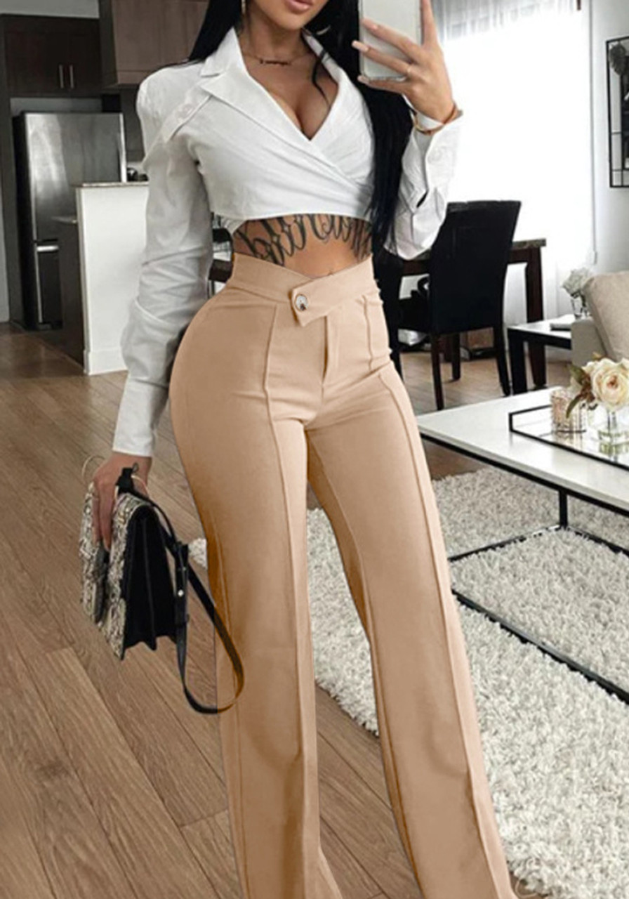 brown flared pants, Women's Fashion, Bottoms, Other Bottoms on