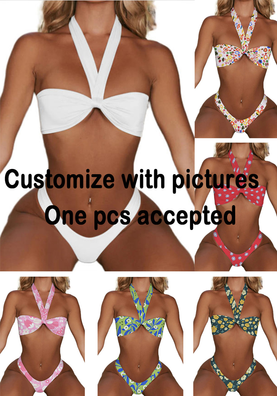 Customized Logo Women's Swimwear Two Pieces Bathing Suit Bikini