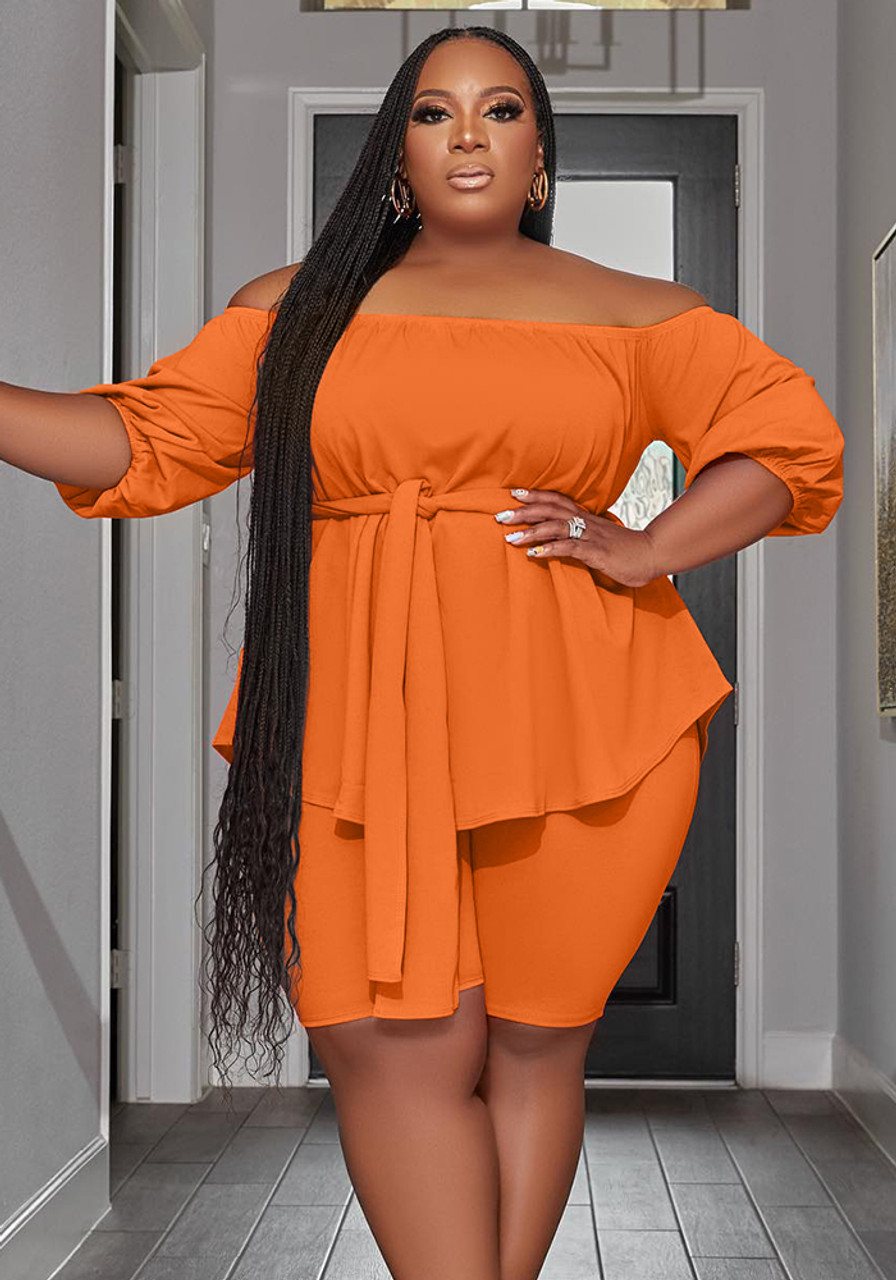 Plus size deals orange shorts