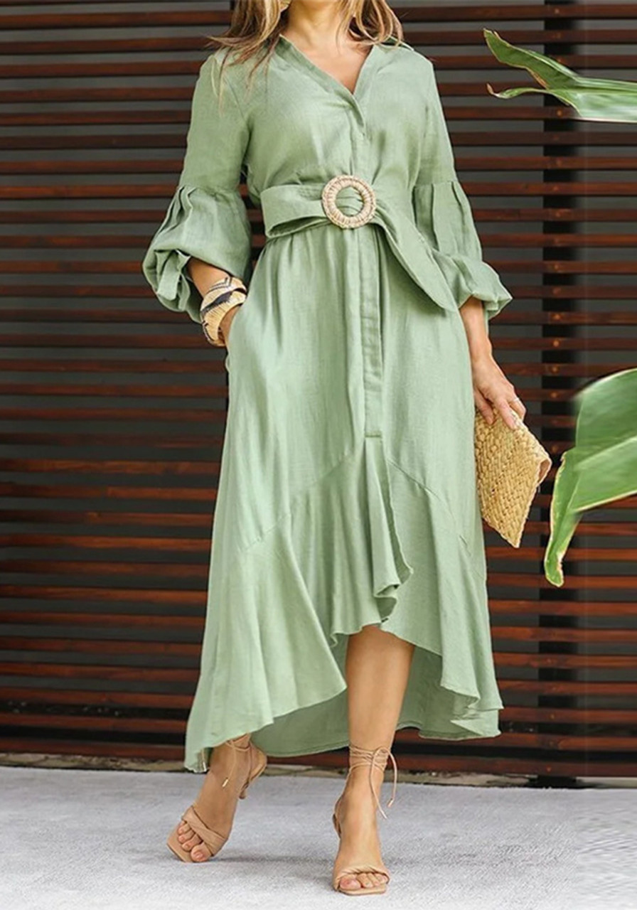 Buy Altiven Western Dresses 3/4 Sleeve for Women V Neck Green Color Knee  Length Dress Casual Wear Streetwear Dresses Online at Best Prices in India  - JioMart.