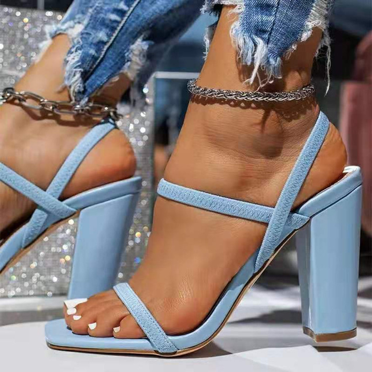 Women's Transparent Platform Sandals Open Toe Chunky Heeled - Temu