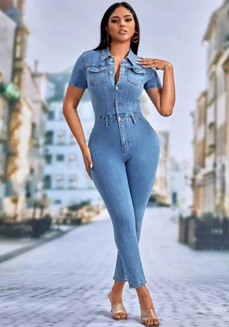 Women Sexy Denim Jumpsuit - The Little Connection