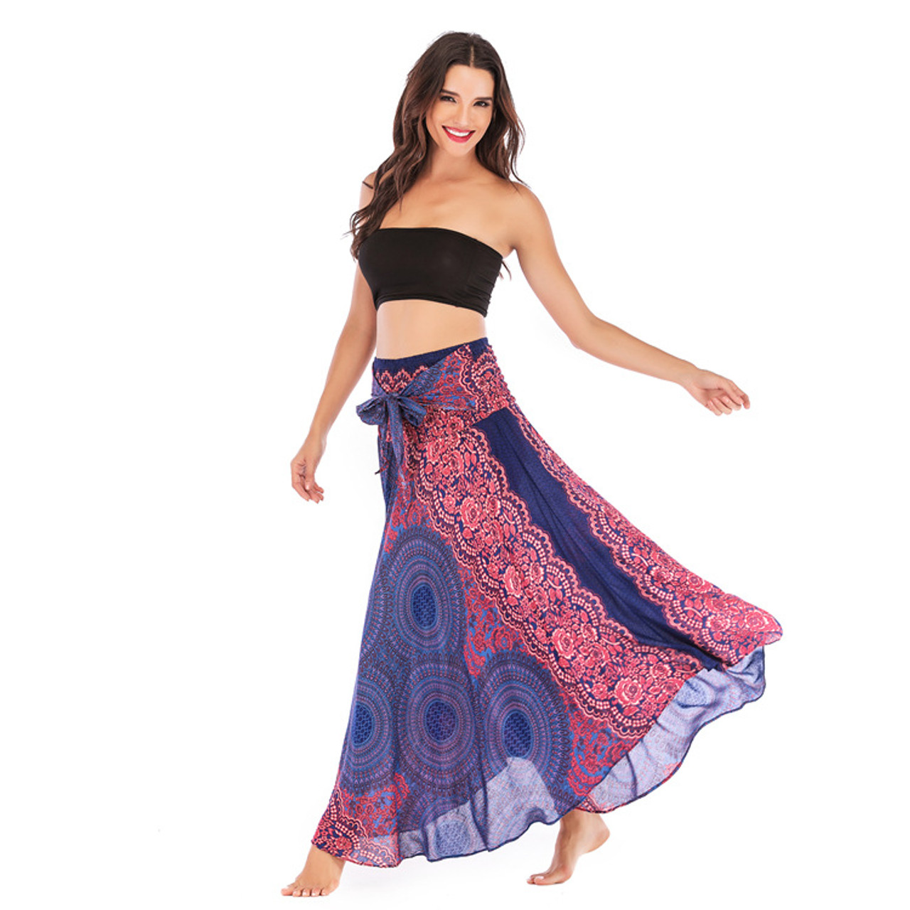 Casual Bohemian Print Beach Holidays Swing Skirt - The Little Connection