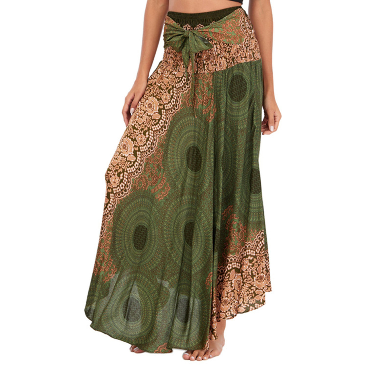 Casual Bohemian Print Beach Holidays Swing Skirt - The Little Connection