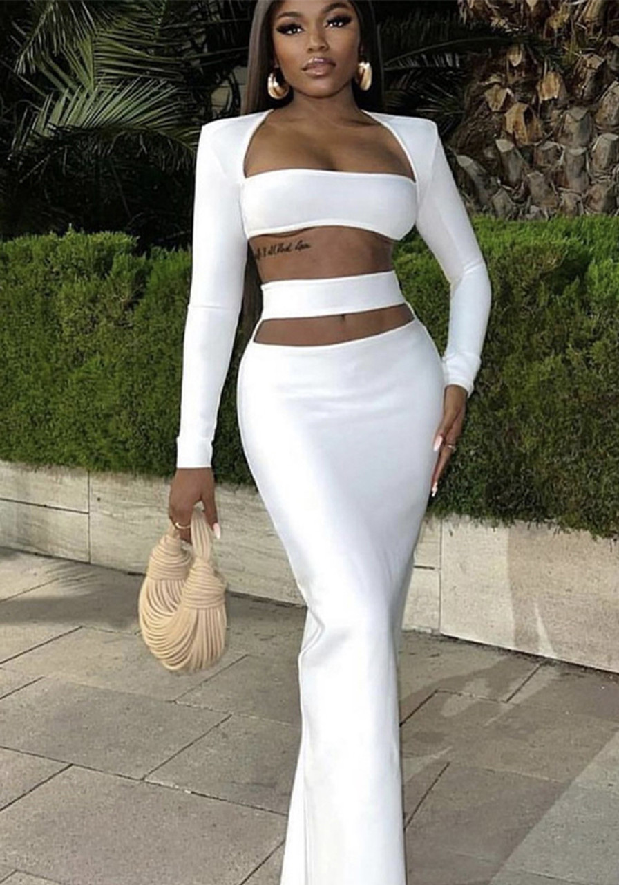 White bandage hot sale two piece set