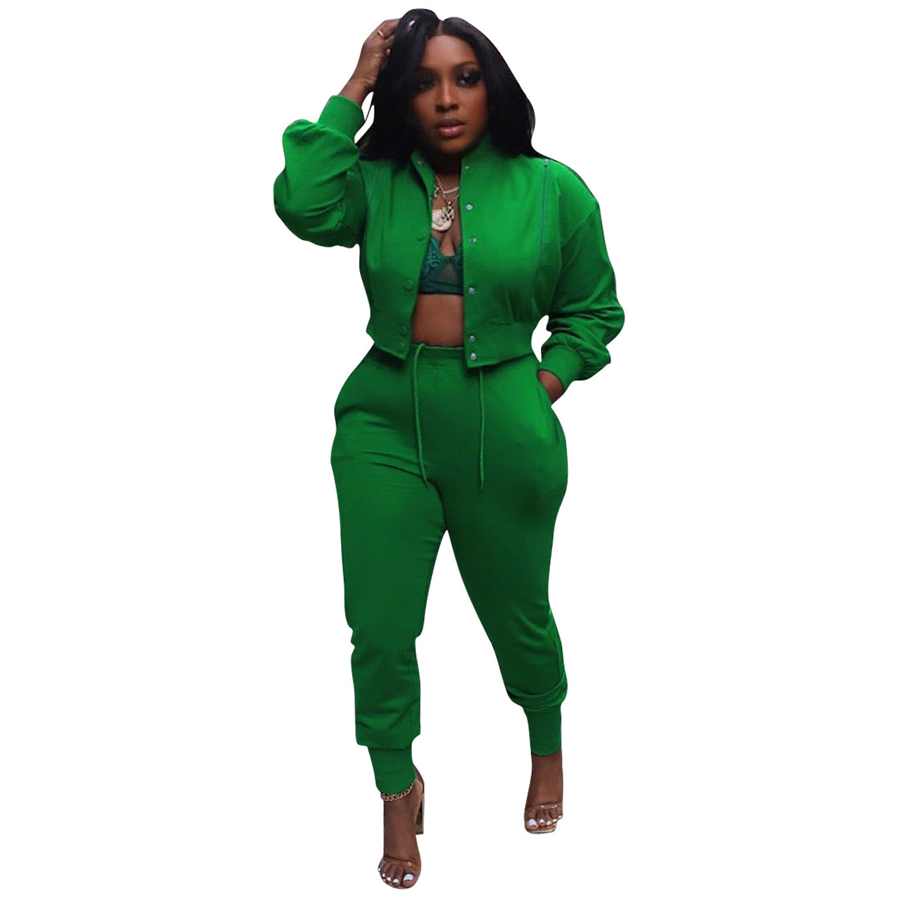 Women sports zipper jacket and Pant two-piece set - The Little Connection