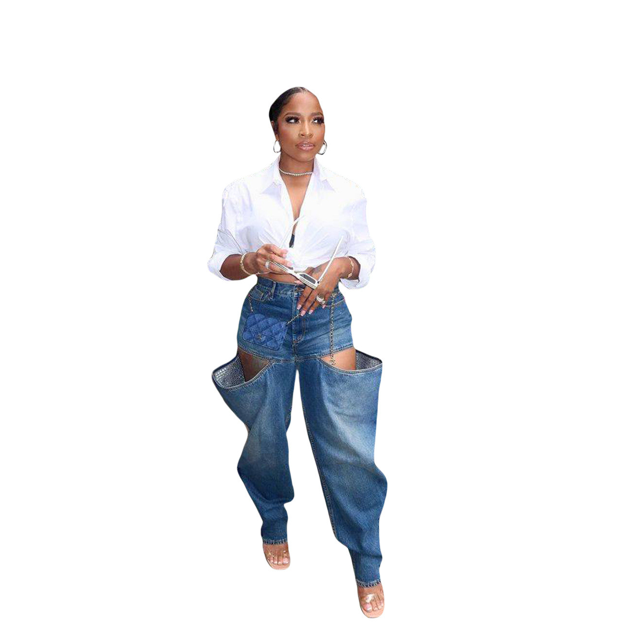 Stylish Stretch Ripped Hole Denim Pants - The Little Connection