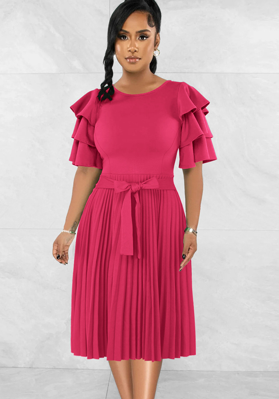 ruffled round neck dress