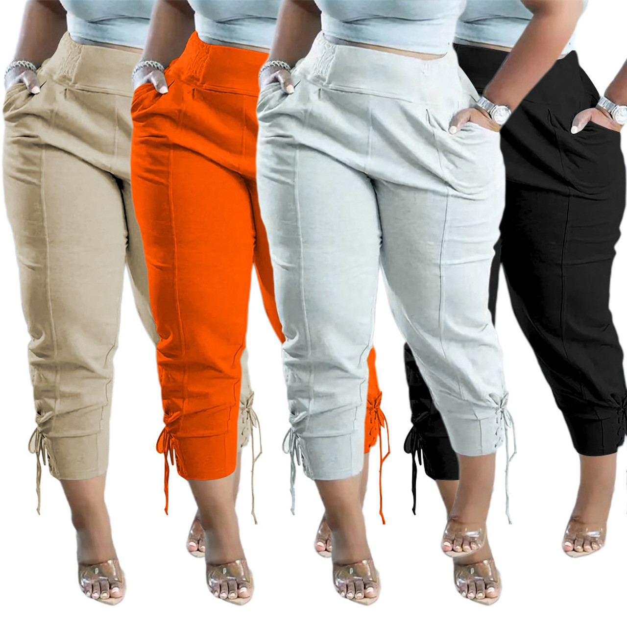 Women's Linen Plus Size High Waisted Loose Fit Pants Drawstring Closure  Gothic Trousers for Women - Walmart.com