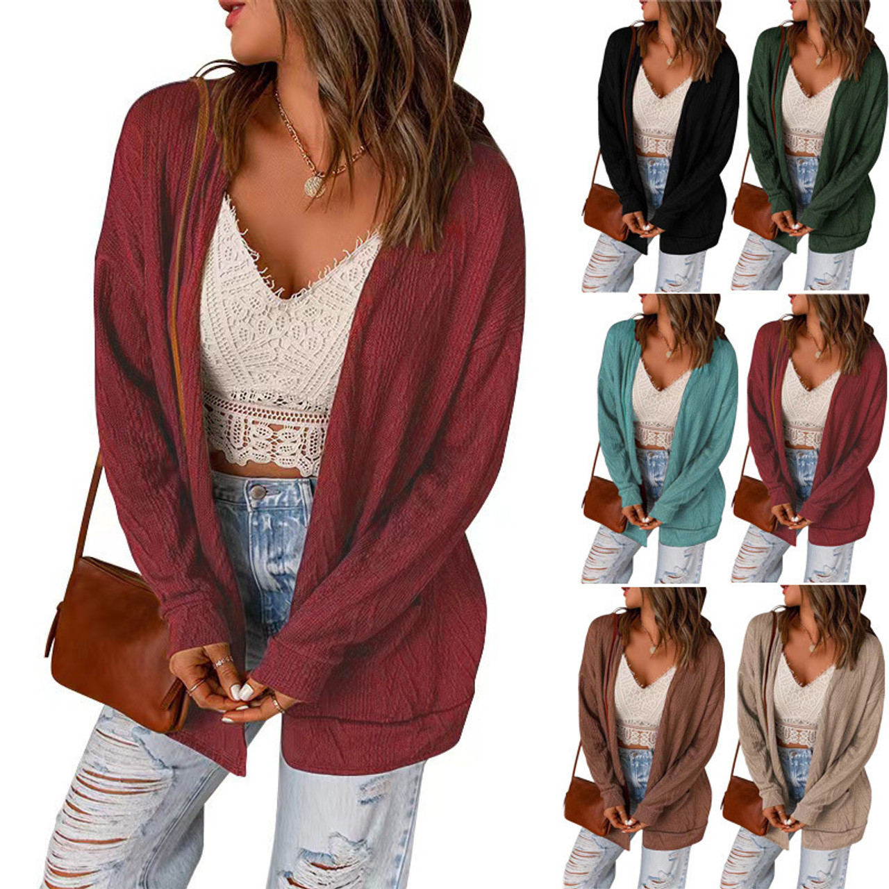 Autumn And Winter Women'S Loose Sweater Knitting Long Sleeve Cardigan - The  Little Connection