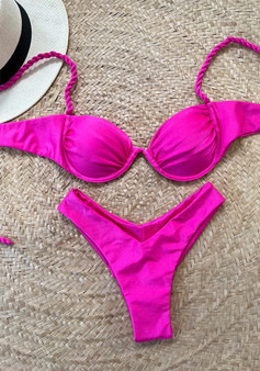 Sexy Solid Color Two Pieces Women's Bikini Swimsuit