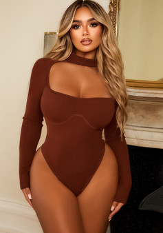 Women Basic Casual High Neck Long Sleeve Bodysuit