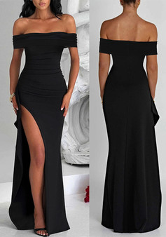 Women's Sexy Off Shoulder Slit Chic Elegant Dress