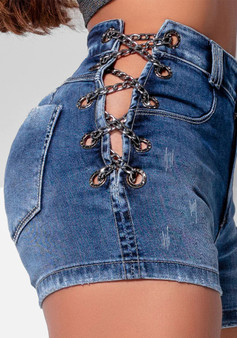 Spring Summer Style Chain Women's Denim Shorts