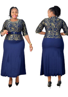 African Plus Size Women's Lace Formal Party Dress