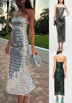 Spring Summer Style Fashionable And Sexy Women's Sequined Irregular Dress