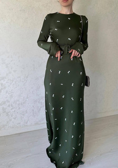 Autumn Fashion Chic Long Sleeve Slim Fit Ruffled A-Line Long Dress