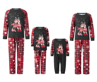 Parent-Child Family Pajamas Outfits Plaid Antlers Christmas Print Autumn Pajamas