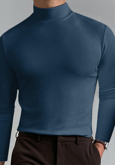 Men'S Fall And Winter Turtleneck Long-Sleeved T-Shirt Men'S Basic Shirt Men'S Solid Color Tops