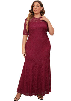 Plus Size Women's Lace Evening Dress Bridesmaid Dress