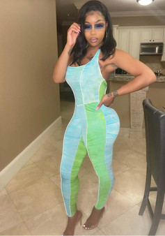 Women Summer Print Sleeveless Jumpsuit