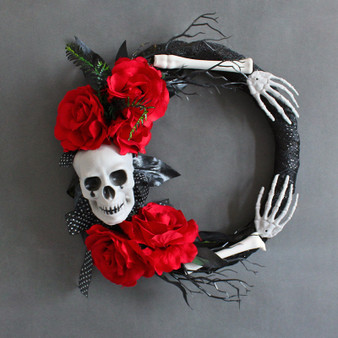 Halloween skull red rose ghost hand garland ghost festival party venue horror props decoration rattan ring