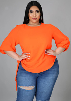 Plus Size Women Solid Round Neck Irregular Top